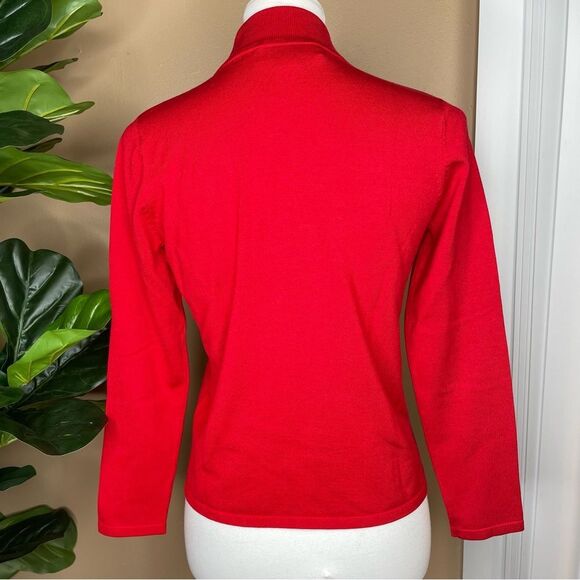 Pendleton Red Silk Blend Mock Neck Long Sleeve Top Size Small - Picture 2 of 5